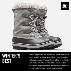 Sorel Gray Winter Boots Faux Fur Lining Sorel Kids Yoot Pac Nylon Snow Boots